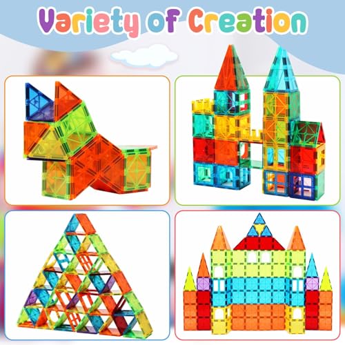 64 PCS Magnetic Building Tiles for Kids Ages 3 (64 Count)