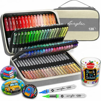 120 Color Acrylic Paint Markers Set (120 Count)