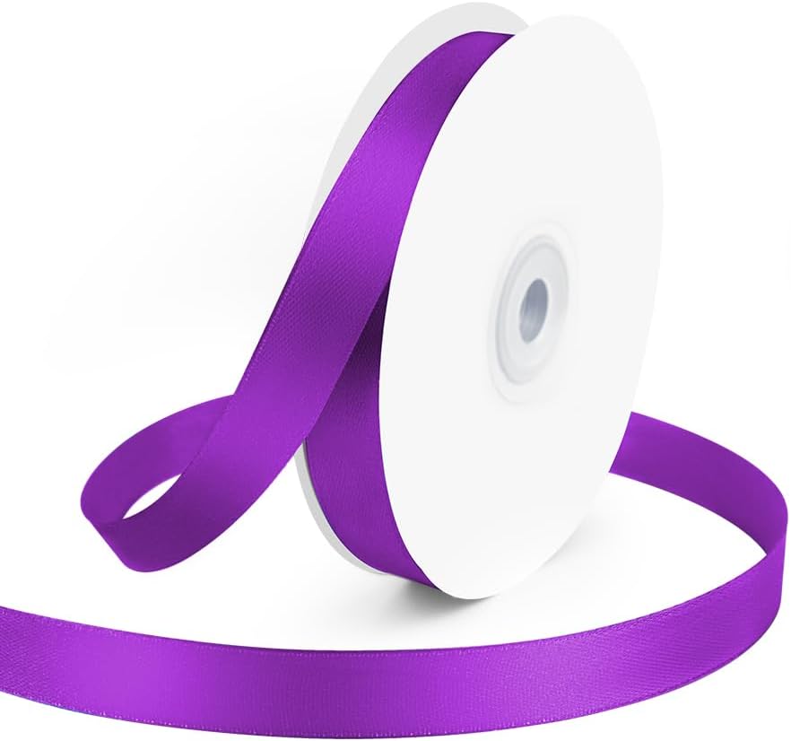 KMER LIFE 5/8" Wide x 50 Yards Purple Single Faced Polyester Satin Ribbon for Wedding Decor, Wreath, Crafts, Gift Wrapping & Other Projects - Crafty Corner