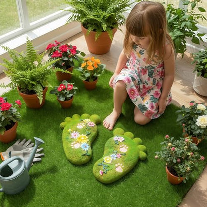 Outdoor Non Slip Stepping Stone Garden Decoration Stone Footprint Shape2PS (2 Count)