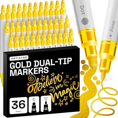 Gold Dual Tip Acrylic Paint Marker Pens (36 Count)
