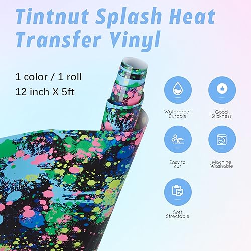 Blue Green Splash Heat Transfer Vinyl Roll