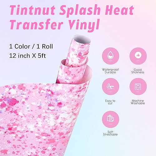Pink White Splash Heat Transfer Vinyl Roll
