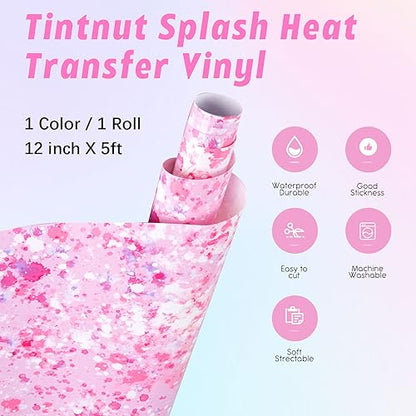 Pink White Splash Heat Transfer Vinyl Roll