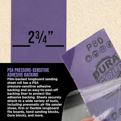 Premium 80 Grit PSA Purple Film Ceramic Longboard Sandpaper (60 Foot)