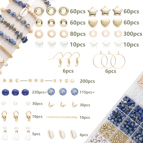 Jewelry Making Supplies Kit Natural Stone Beads for Irregular Natural Stone with for DIY Craft Bracelet Necklace Earrings for Adults