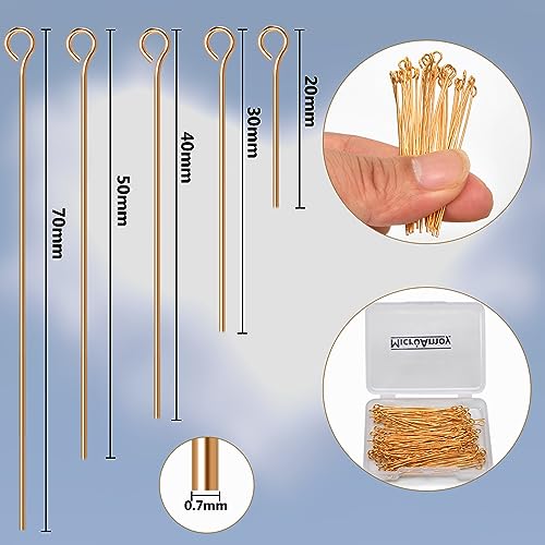 100pcs 18K Gold Filled Eye Pins Non Tarnish Craft Earring Bracelet Jewelry Making Accessories Supplies (100 Count)