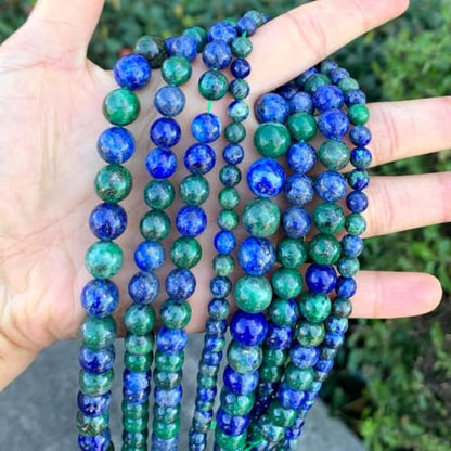 60pcs Adabele Natural Lapis Chrysocolla Gemstone 6mm Round Beads (58 Count)