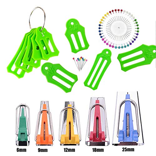 Set of 15 Size Fabric Bias Tape Maker Tools Fabric Sewing Quilting Bias Binding Maker Come with 40 pcs of Multi (40 Count)