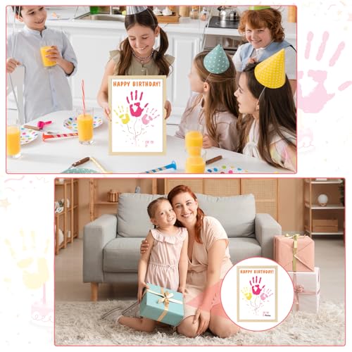 Birthday Handprint Balloon Art Craft DIY Kit Happy Birthday Gifts Children Adults Handprint Keepsake for Mom Father Friend Grandparent Birthdays Gift Christmas
