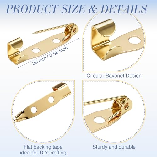 100 Pcs Brooch Pin Backs Bar Pins Backs for Crafts Safety Clasp with Plastic Box (100 Count)