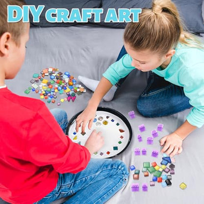5 Pcs 3 Size Stepping Stone Kit for DIY Outdoor Garden Stepping Stone Includes Cement Molds Mosaic Tiles and Concrete Letter Stamps No Concrete Mix (5 Count)