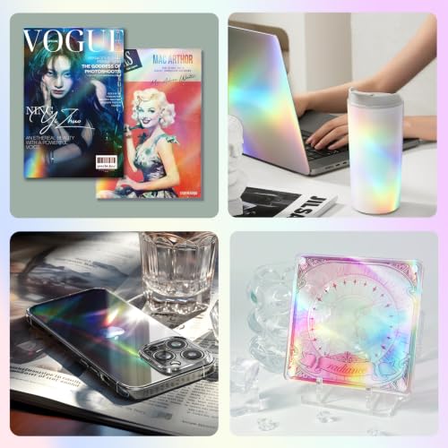 36 Sheets Holographic Laminate Sheets Clear Self Adhesive Sticker Paper (36 Count)
