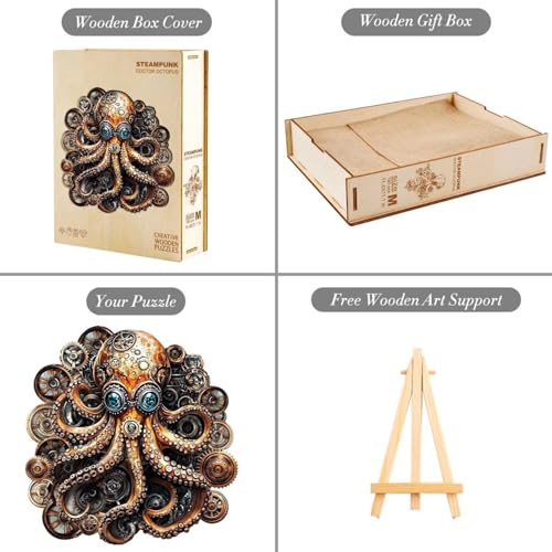 Steampunk Doctor Octopus Puzzles 280 Pieces Adults Gifts for Women Men Wooden 13.4x13in (280 Count)