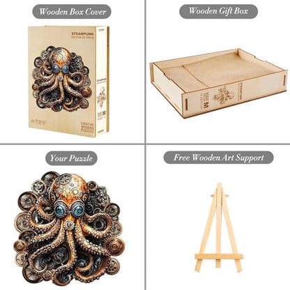 Steampunk Doctor Octopus Puzzles 280 Pieces Adults Gifts for Women Men Wooden 13.4x13in (280 Count)