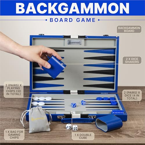 Large Blue Backgammon Sets for Adults