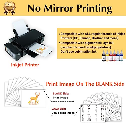 Glitter 3.0 Heat Transfer Paper for Inkjet Printer