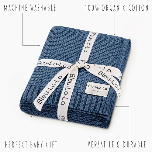 100% Organic Cotton Heritage Knit Textured Baby Quilt Blanket for Boys