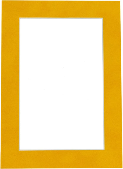 Pack of 25 Acid Free 11x14 Mats Bevel Cut for 8.5x11 Photos - Bright Yellow Precut Matboards With Backing Boards and Clear Photo Mat Bags For Pictures, Photos, Framing - 4-ply Thickness