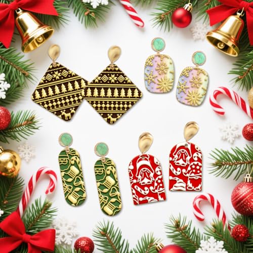 4PCS Christmas Polymer Clay Texture Sheets Set for Using with Clay Cutters (4 Count)