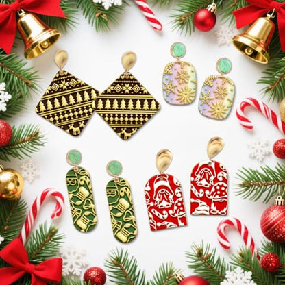 4PCS Christmas Polymer Clay Texture Sheets Set for Using with Clay Cutters (4 Count)