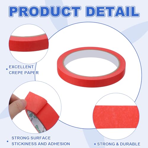 Masking Tape 0.5 Inch x 21 Yard Painter's Tape Red Paint Tapes for DIY Crafts Arts Drawing Decoration Labeling Car Painting Artist Teachers