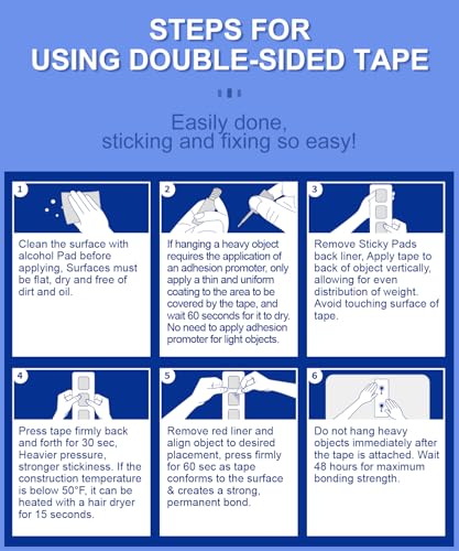 Double Sided Tape Heat Resistant Heavy Duty (48 Count)