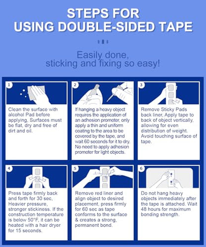 Double Sided Tape Heat Resistant Heavy Duty (48 Count)