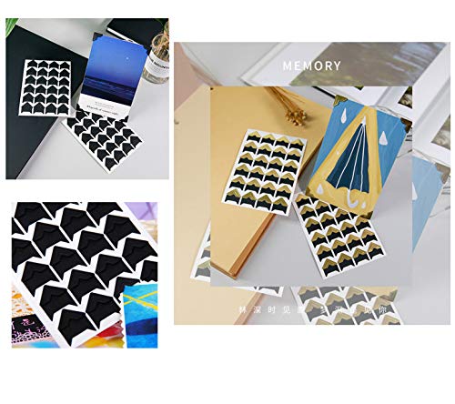 10 Sheet (240-pack) Photo Corners Self Adhesive PVC Paper Photo Foto Corner Stickers for Scrapbooking Personal Journal (Style2-10sheet Black) (240 Count)