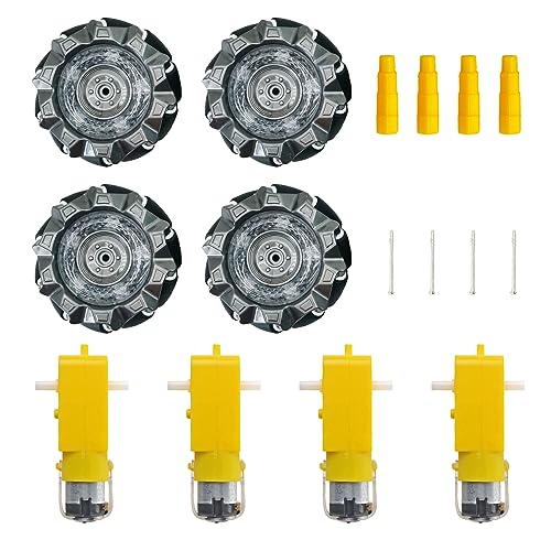 DIY Mecanum Wheel Robot Kit Parts 4WD Omnidirectional Wheels Smart Robot Car Chassis Kit Robotics Accessory for Adult Age 15+ (8 Count)