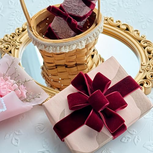 Vintage Burgundy Velvet Ribbon (75 Foot)