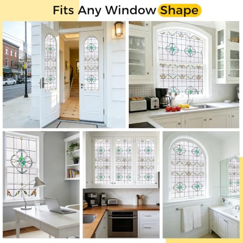 3D Stained Glass Window Privacy Film Decorative Non