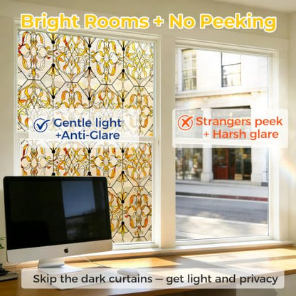 3D Stained Glass Window Privacy Film Decorative Non
