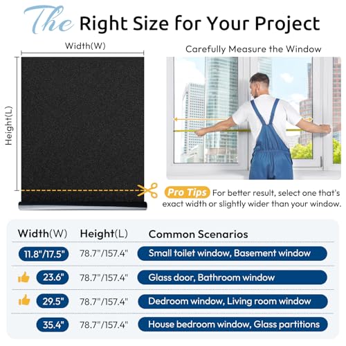 Blackout Window Film Room Darkening Light Blocking 11.8" x 393.7"