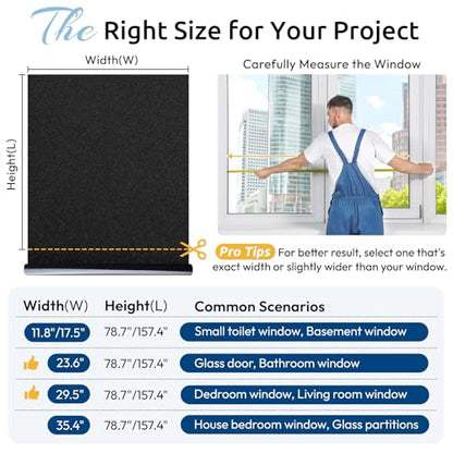 Blackout Window Film Room Darkening Light Blocking 11.8" x 393.7"