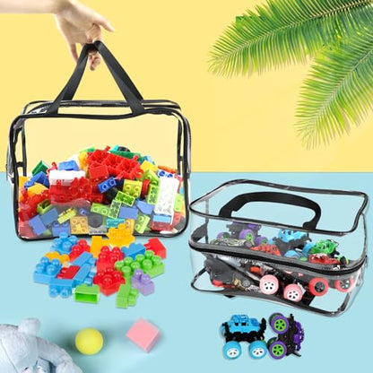 6 Pcs XL Toy Storage Bags Widen Waterproof Clear Toy Organizer with Labels (6 Count)