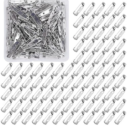 100 Pcs Brooch Pin Backs Bar Pins Backs for Crafts Safety Clasp with Plastic Box (100 Count)