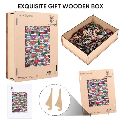 Snowman Village Wooden Puzzle 497pcs Unique Shaped Jigsaw Gift (497 Count)