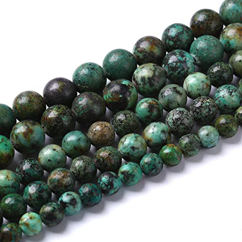 10mm 38pcs Natural African Turquoise Stone Beads for Jewelry Making Round Loose Gemstone Beads DIY Bracelet Necklace Earrings (16 Count)