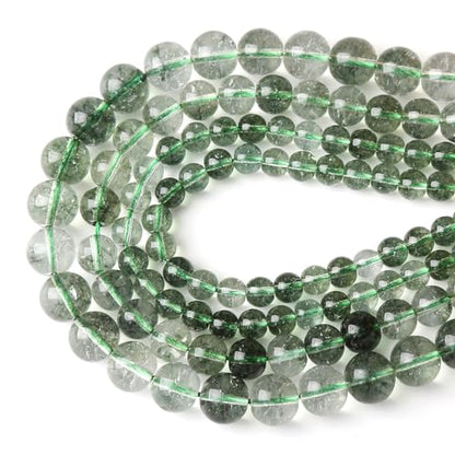 45PCS 8MM Green Crackle Phantom Ghost Crystal Beads for Jewelry Making DIY Bracelet Necklace Accessories 15" Energy Healing Power Stone Beads