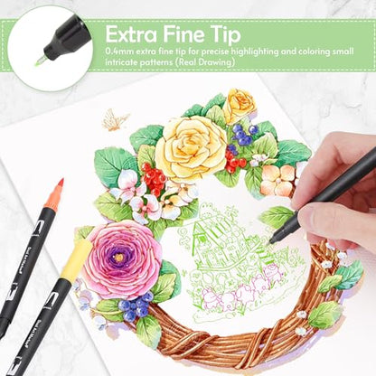 100 Colors Dual Tip Watercolor Paint Markers Pens (100 Count)