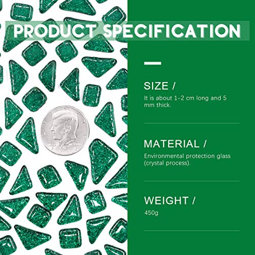 1 Pound Deep Green Shine Crystal Series Mosaic Tiles Assortment Kit (16 Ounce)