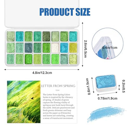 Mini Glitter Watercolor Paint Set with Paper (24 Count)