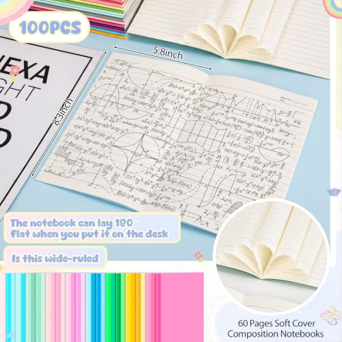 100 Pack A5 Composition Notebooks Bulk 5"x8" Notebooks Fantastic (100 Count)