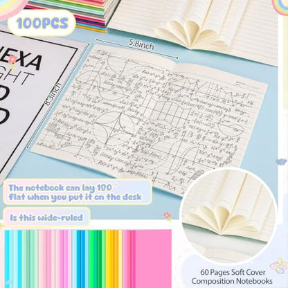 100 Pack A5 Composition Notebooks Bulk 5"x8" Notebooks Fantastic (100 Count)