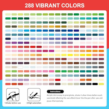 Acrylic Paint Markers for Coloring 288 Colors with 30% More Ink (288 Count)