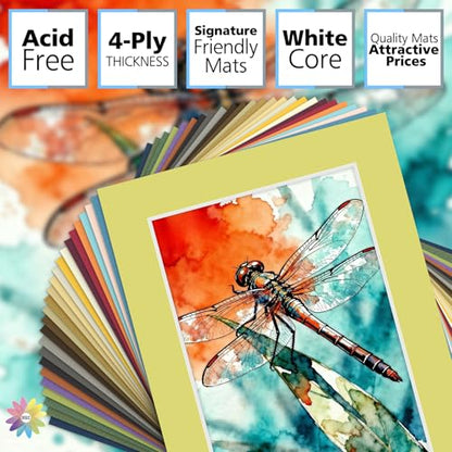 Mat Board Center 50 Pack 5x7 Picture Mat for 4x6 Photo Mixed Color