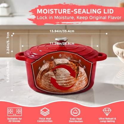Sourdough Starter Kit with Enamel Cast Iron Pot 6.5 QT for Bread Baking
