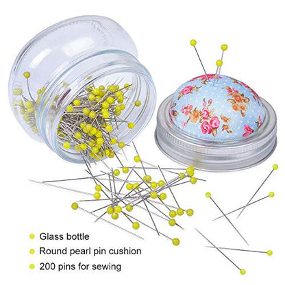 Pin Cushion Kit with Glass Bottle (200 Count)