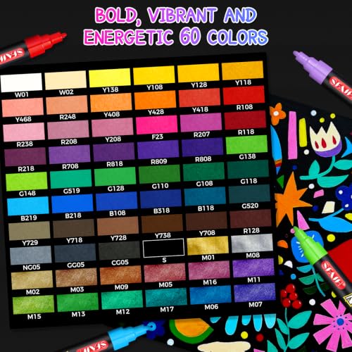 Acrylic Creative Markers Set of 60 With 14 Metallics (60 Count)